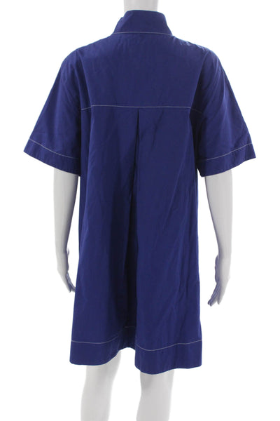 Maeve Anthropologie Women Shift Dress Blue Collared Button Short Sleeve Size XL