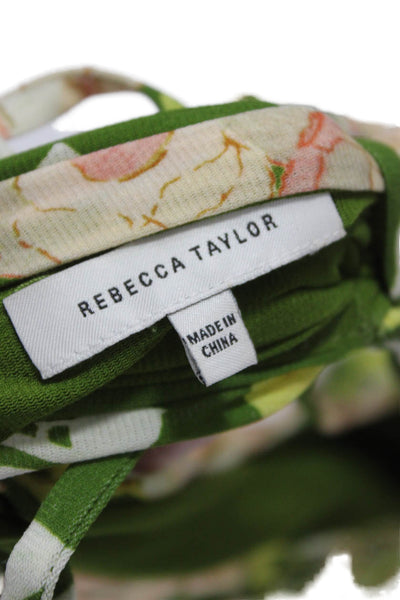 Rebecca Taylor Womens Green Nylon V-Neck Sleeveless Sundress Short Size L