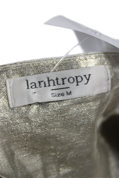 Lanhtropy Women Linen Gold Square Neck Tank Sleeveless Size M