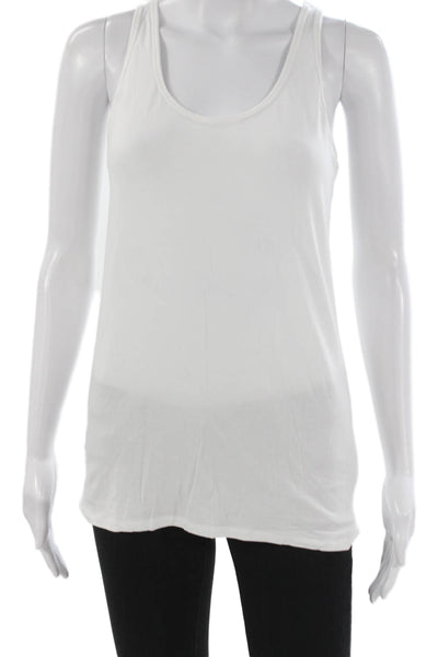 Majestic Filatures Womens Basic White Scoop Neck Tank Size 4