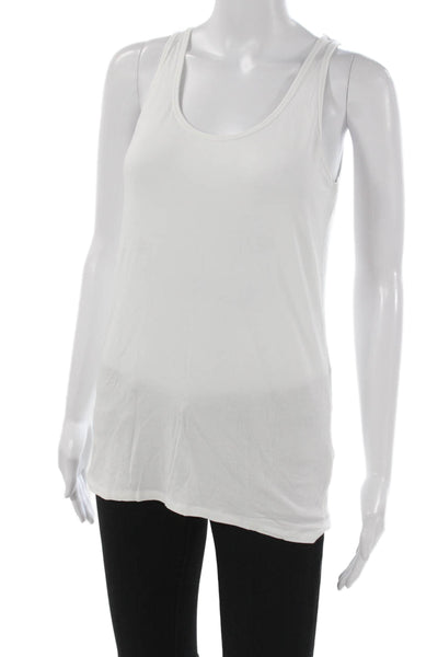 Majestic Filatures Womens Basic White Scoop Neck Tank Size 4