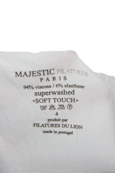 Majestic Filatures Womens Basic White Scoop Neck Tank Size 4