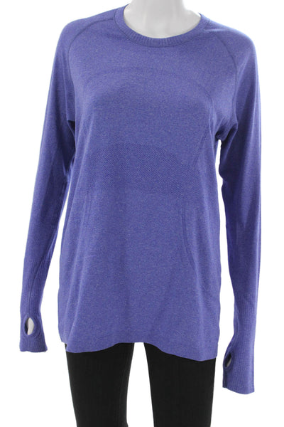 Lululemon Womens Purple Long Sleeve Crew Neck Basic T-Shirt Nylon Size 12