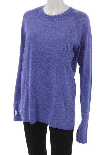 Lululemon Womens Purple Long Sleeve Crew Neck Basic T-Shirt Nylon Size 12