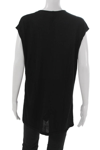 Rick Owens Women Tunic V Neck Black Viscose Sleeveless Pullover Size 10