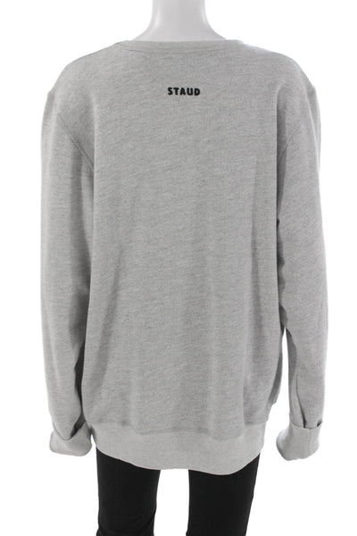 C. Bonz Womens Pullover Sweatshirt Gray Cotton Crew Neck Long Sleeve Dog Size L