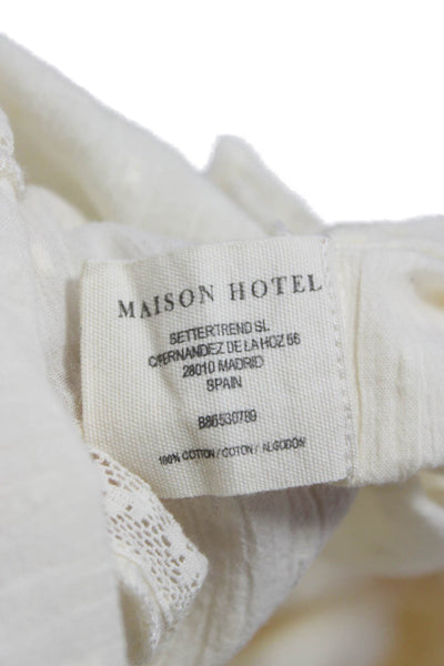 Maison Hotel Womens Ivory Collared Polka Dot Tunic Blouse Long Sleeve Size XL