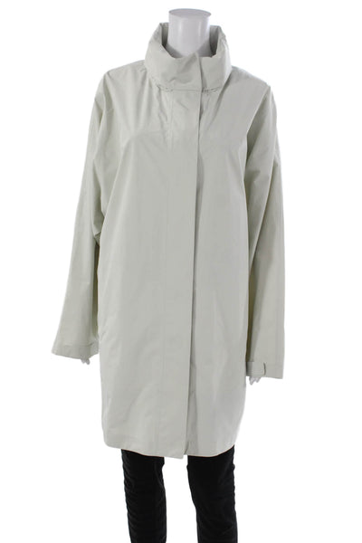 Uniqlo Women Rain Coat Gray Zip Long Sleeve Polyester Size XL
