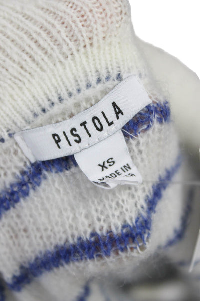 Pistola Womens Pullover Sweater Collared Striped Short Sleeve White Size XS