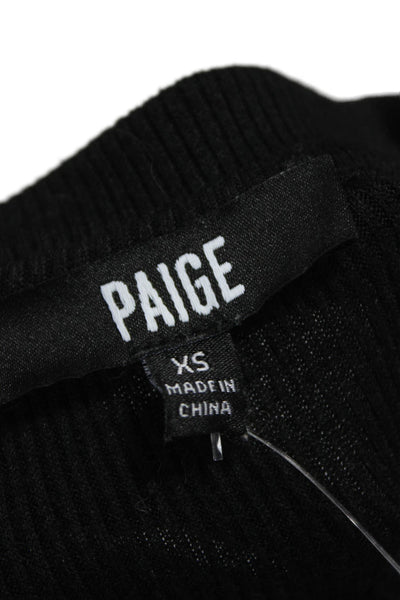 Paige Women Basic Black Long Sleeve T-Shirt Cotton Crew Neck Size XS