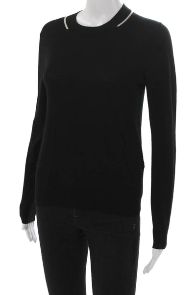 Joseph Womens Pullover Sweater Black Merino Wool Round Neck Size XS