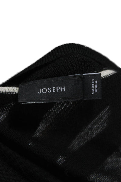 Joseph Womens Pullover Sweater Black Merino Wool Round Neck Size XS