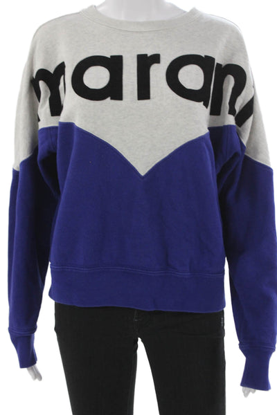 Isabel Marant Women Gray Cotton Pullover Sweatshirt Crewneck Size 34
