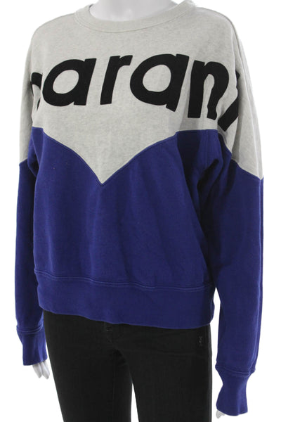 Isabel Marant Women Gray Cotton Pullover Sweatshirt Crewneck Size 34