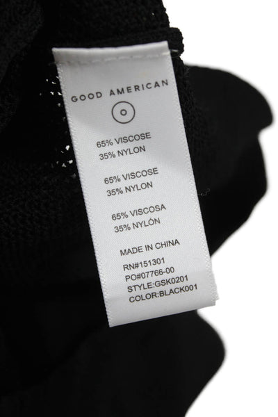 Good American Women Pullover Sweater Black Short Sleeve Crew Neck Size 2