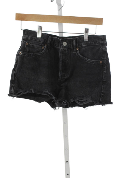 Agolde Women Cut-Off Black Organic Cotton Shorts Size 25