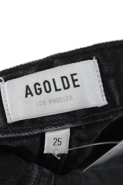 Agolde Women Cut-Off Black Organic Cotton Shorts Size 25