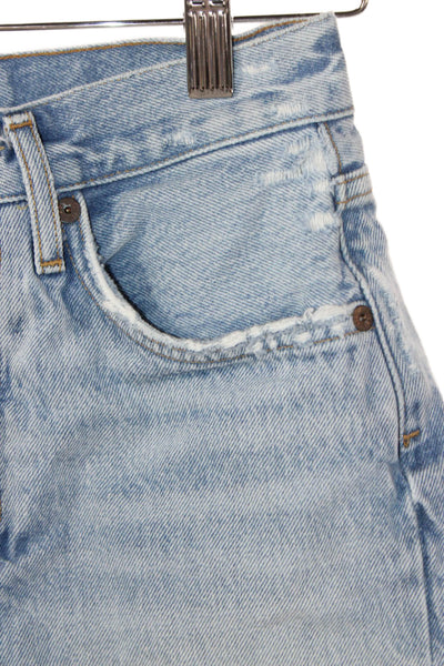 Agolde Womens Cut-Off Blue Organic Cotton Button Shorts Size 23