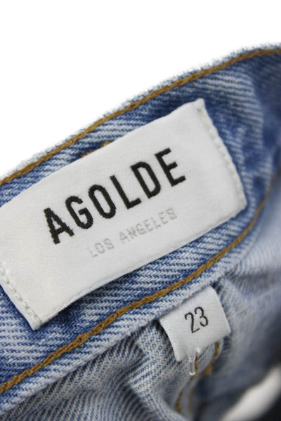Agolde Womens Cut-Off Blue Organic Cotton Button Shorts Size 23