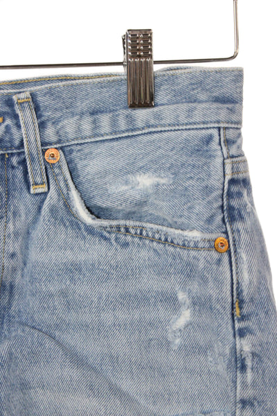 Agolde Womens Cut-Off Cotton Shorts Blue Button Size 24