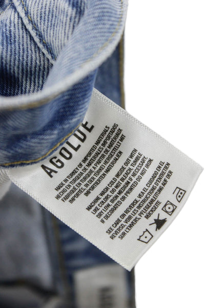 Agolde Womens Cut-Off Cotton Shorts Blue Button Size 24