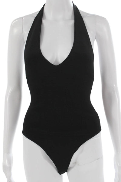 A.L.C. Women One Piece Bodysuit Black V Neck Sleeveless Rayon Blend Size XS