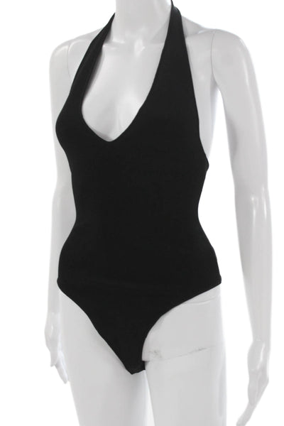 A.L.C. Women One Piece Bodysuit Black V Neck Sleeveless Rayon Blend Size XS