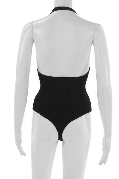 A.L.C. Women One Piece Bodysuit Black V Neck Sleeveless Rayon Blend Size XS