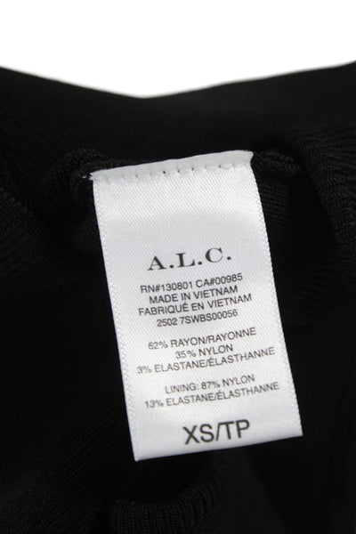 A.L.C. Women One Piece Bodysuit Black V Neck Sleeveless Rayon Blend Size XS