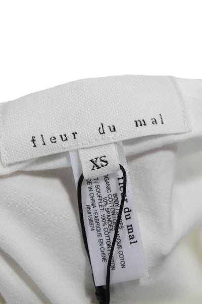 Fleur du Mal Women Corselette Bodysuit White Short Sleeve Size XS