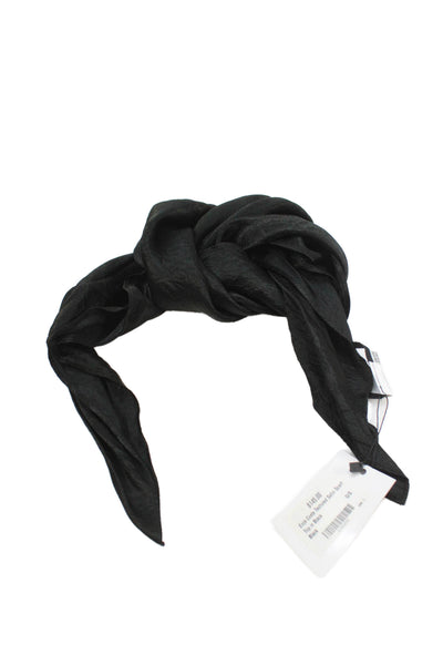 Enza Costa Womens Solid Square Scarf Black Size 31X31"