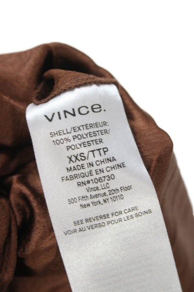 Vince Women Brown Sleeveless Slip Dress Mid Calf Scoop Neck Polyester Size 2XS