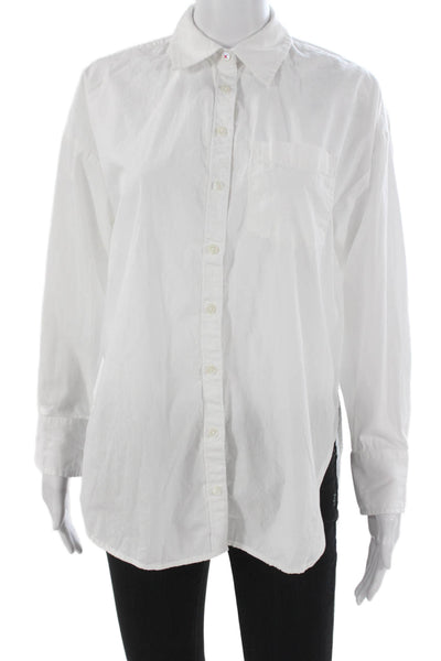 Maeve Anthropologie Women White Collared Long Sleeve Button Up Top Size 2XS
