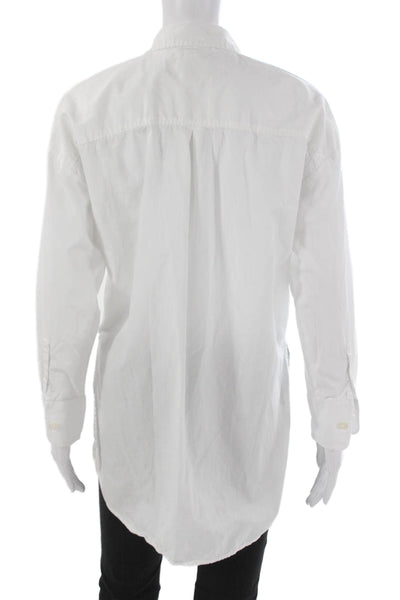 Maeve Anthropologie Women White Collared Long Sleeve Button Up Top Size 2XS