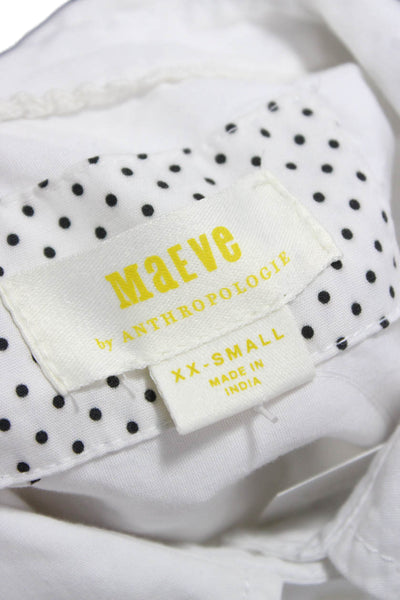 Maeve Anthropologie Women White Collared Long Sleeve Button Up Top Size 2XS