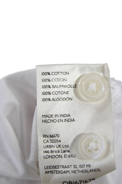 Maeve Anthropologie Women White Collared Long Sleeve Button Up Top Size 2XS