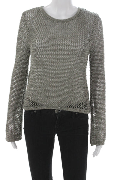 Anthropologie Women Pullover Sweater Gray Long Sleeve Round Neck Size XS