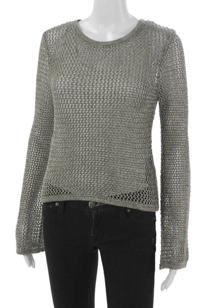 Anthropologie Women Pullover Sweater Gray Long Sleeve Round Neck Size XS