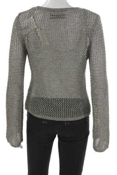 Anthropologie Women Pullover Sweater Gray Long Sleeve Round Neck Size XS