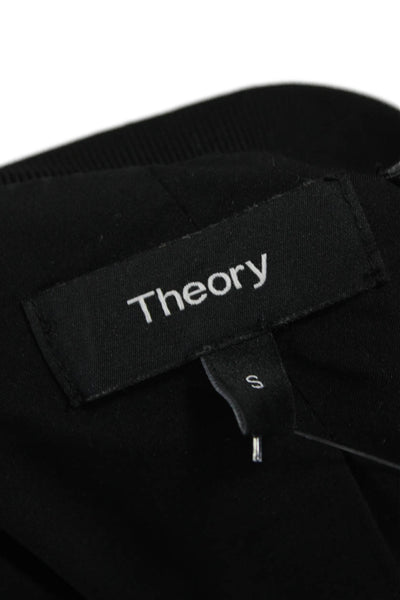 Theory Womens Bomber Jacket Black Silk Zip Long Sleeve Size S