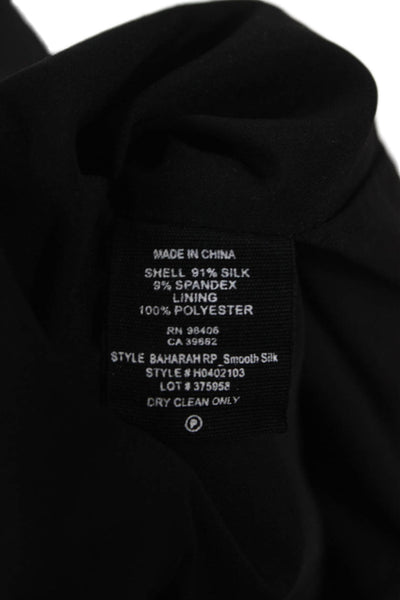 Theory Womens Bomber Jacket Black Silk Zip Long Sleeve Size S
