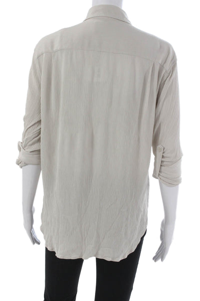 Babaton Womens Beige Collared Button Long Sleeve Basic Blouse Size XS