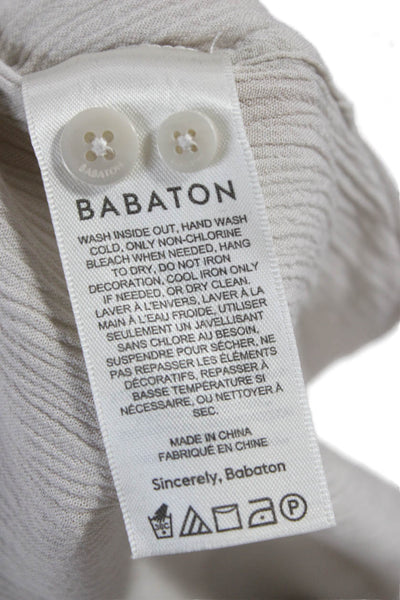 Babaton Womens Beige Collared Button Long Sleeve Basic Blouse Size XS