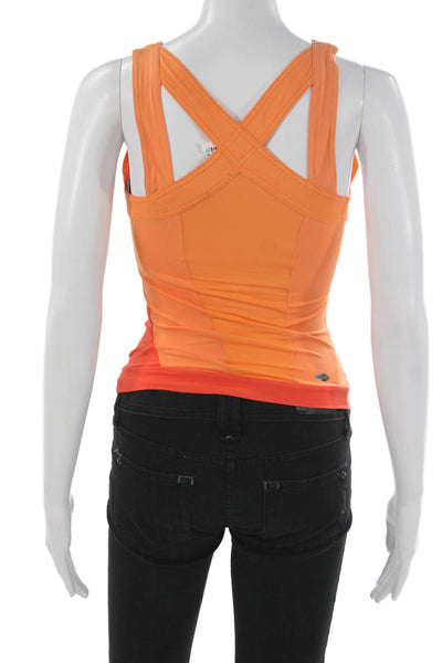 Adidas Women Basic Colorblock V-Neck Nylon Tank Orange Size XS