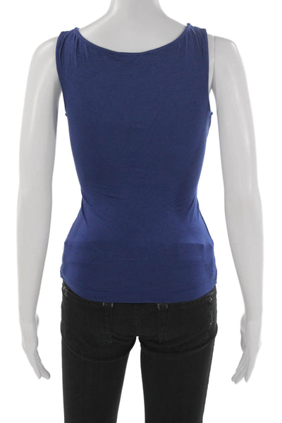 BCBGMAXAZRIA Womens Basic Sleeveless V-Neck Rayon Tank Blue Size XS