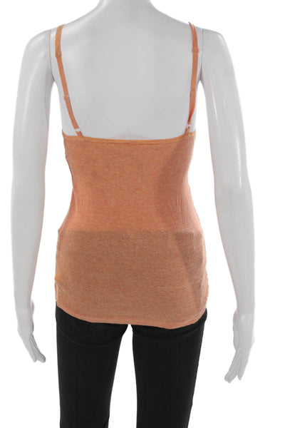 Free People Womens Orange V Neck Tank 100% Cotton Sleeveless Solid Size XS