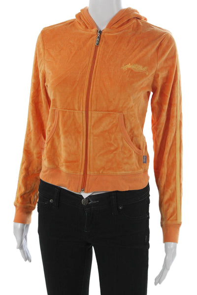 Hale Bob Women Full Zip Cotton Hoodie Orange Long Sleeve Size XS