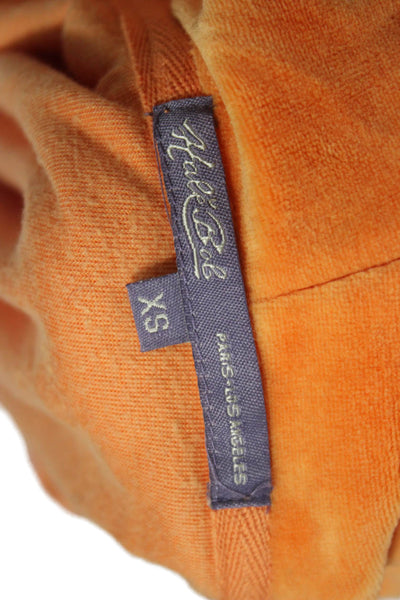 Hale Bob Women Full Zip Cotton Hoodie Orange Long Sleeve Size XS