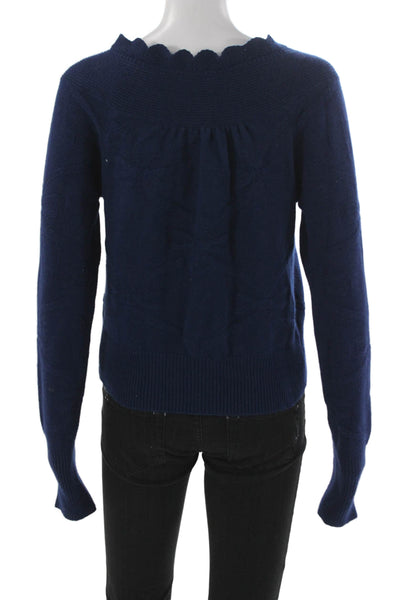 Guinevere Anthropologie Womens Blue Angora Cotton Cardigan Sweater Size L