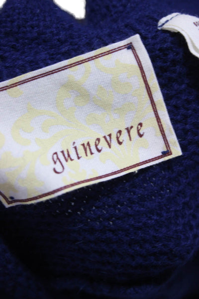 Guinevere Anthropologie Womens Blue Angora Cotton Cardigan Sweater Size L